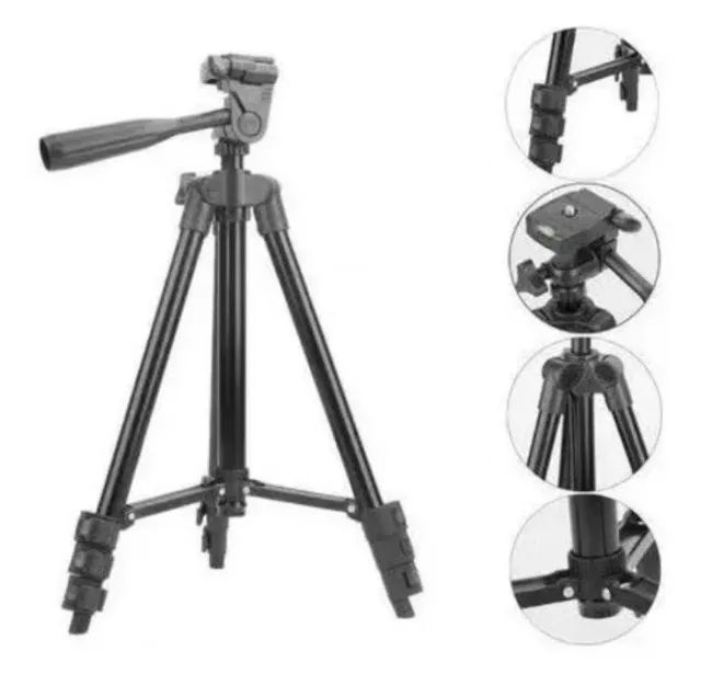 Tripé telescópio para celular câmera 1.05Metro preto