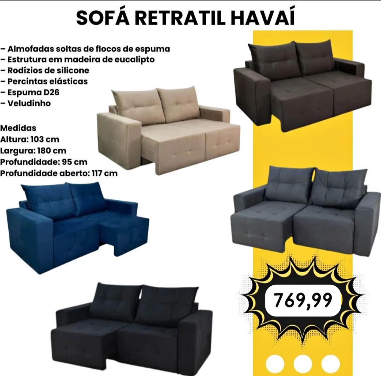 VENDO Últimas Unidades! Sofá retrátil 1.85 largura  - Foto 4