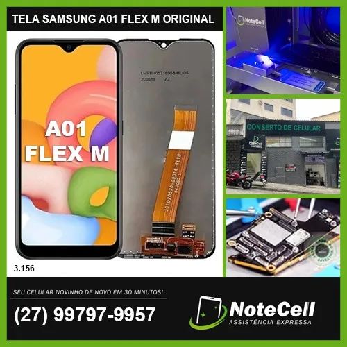 Tela Display Para Samsung A01 A015 Flex M Original Preto 3.156 - Instalação Expressa