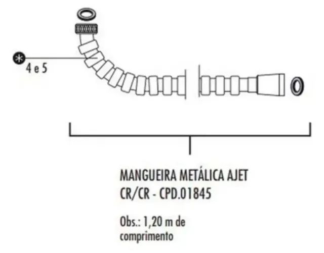 MANGUEIRA DE METAL PARA DUCHA HIGIÊNICA AJET 1,20 M FABRIMAR - Foto 3