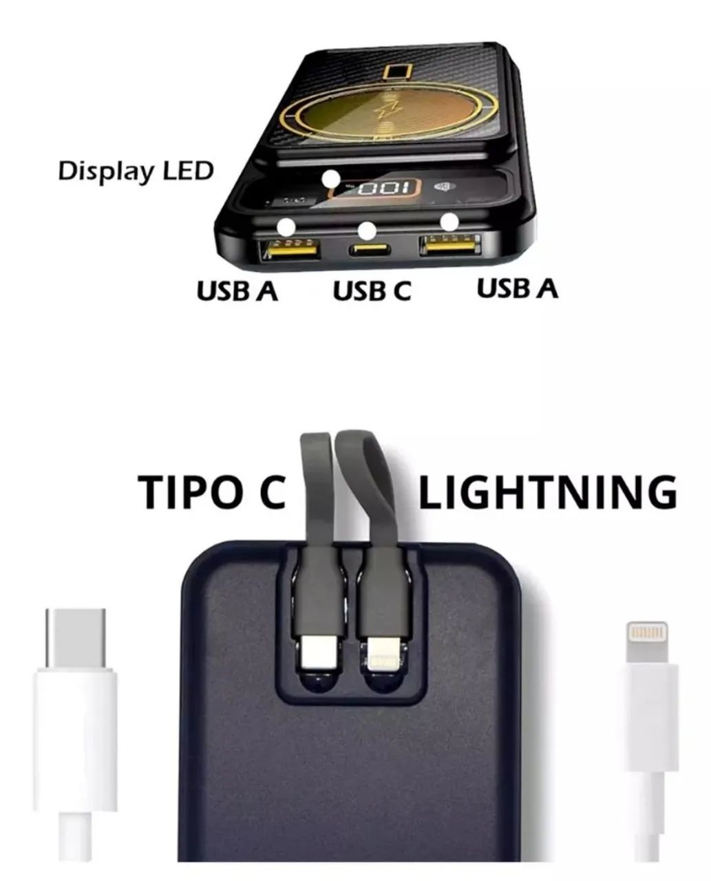 Power Bank 10000 mAh com Carregamento Sem Fio - Foto 5