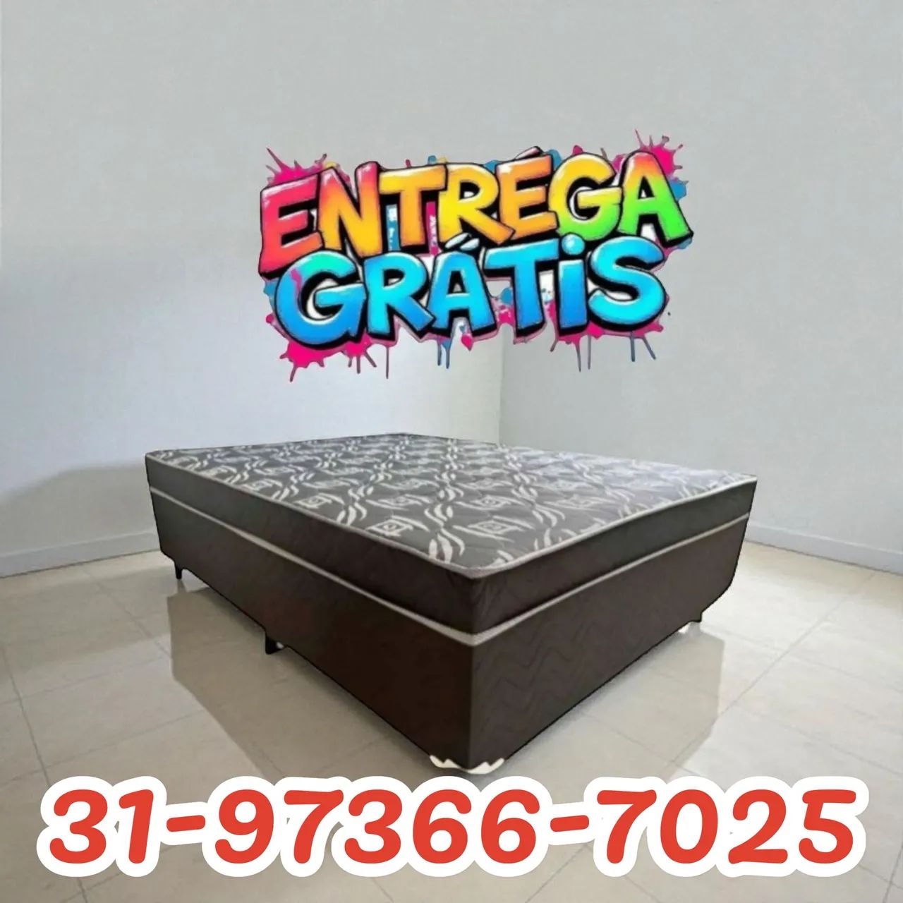 CAMA BOX CASAL NOVAS COM COLCHÃO D33 FIXO / ENTREGA GRÁTIS 