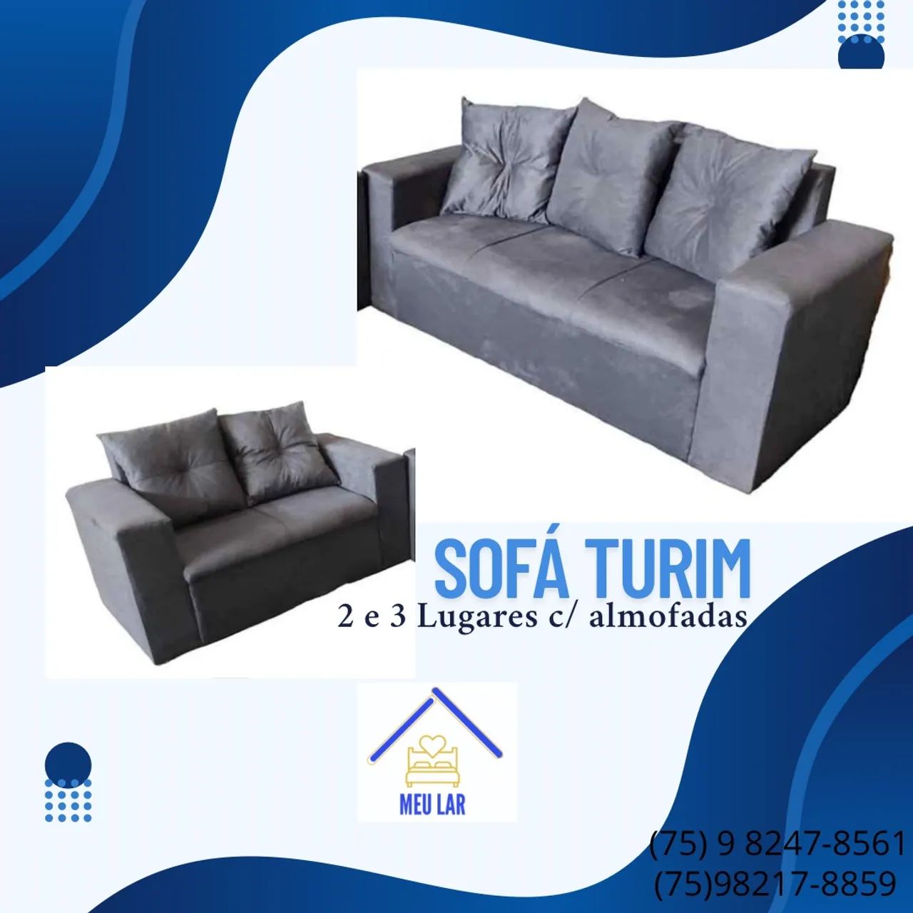 SOFÁ NOVO 2 e 3 LUGARES COM ALMOFADA - Foto 2