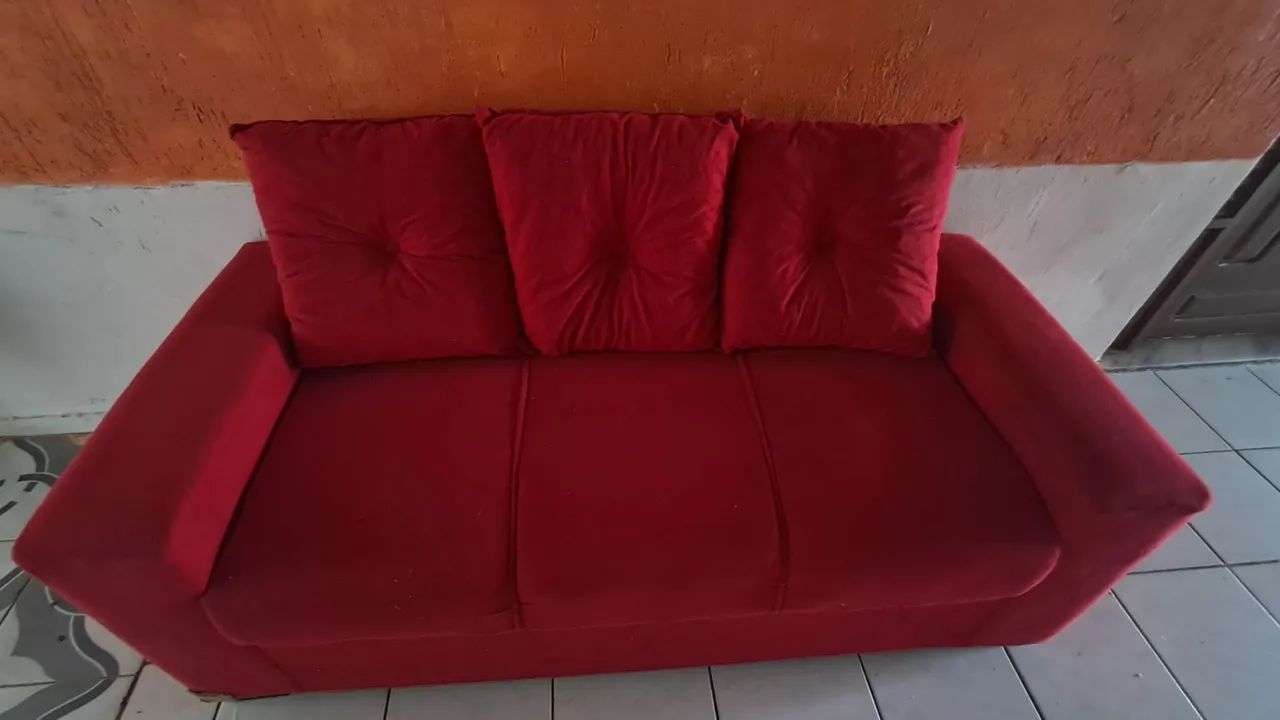 Sofá 3 Lugares Vermelho