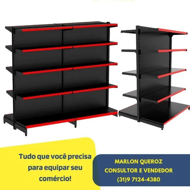 Gondola de Aço Preta 30x40 com Porta Etiqueta