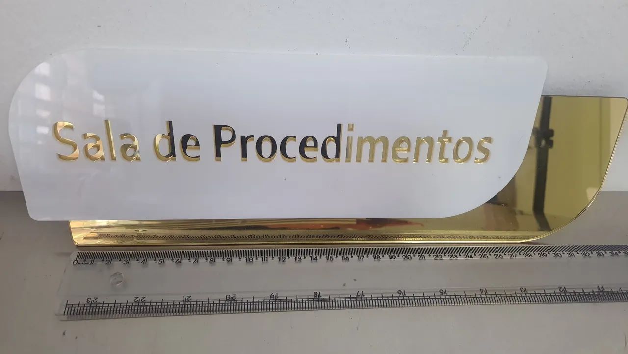 Placa de Sinalização para porta de acrílico espelhado Branco e Dourado  - Foto 5