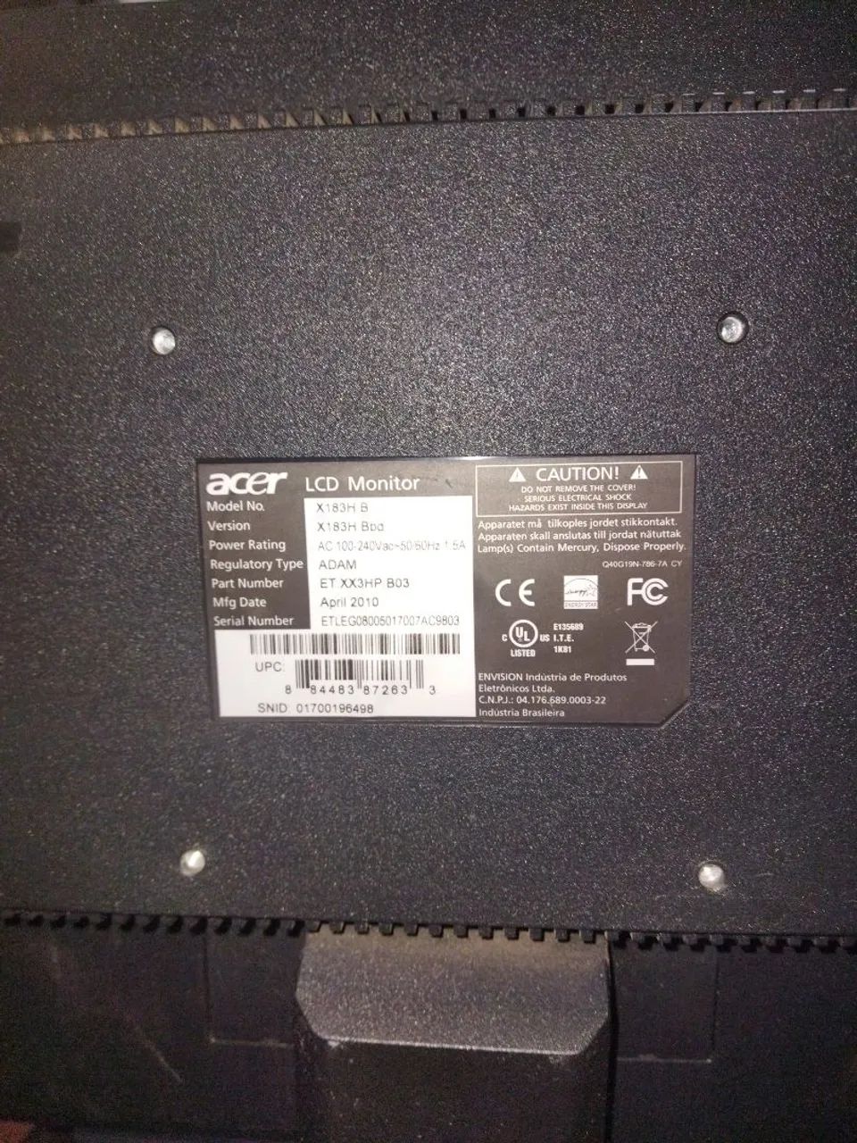 Acer 18.5-inch Monitor64291874625281122