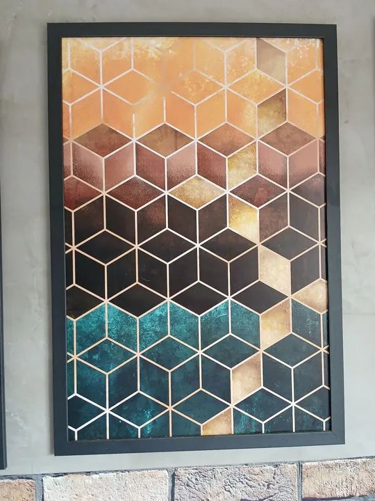 Quadro Decorativo Sala Escritório 40x60 Trio Geometria Cubos<br> - Foto 4