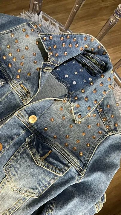 Jaqueta Jeans M com Spikes Rishty - Foto 4