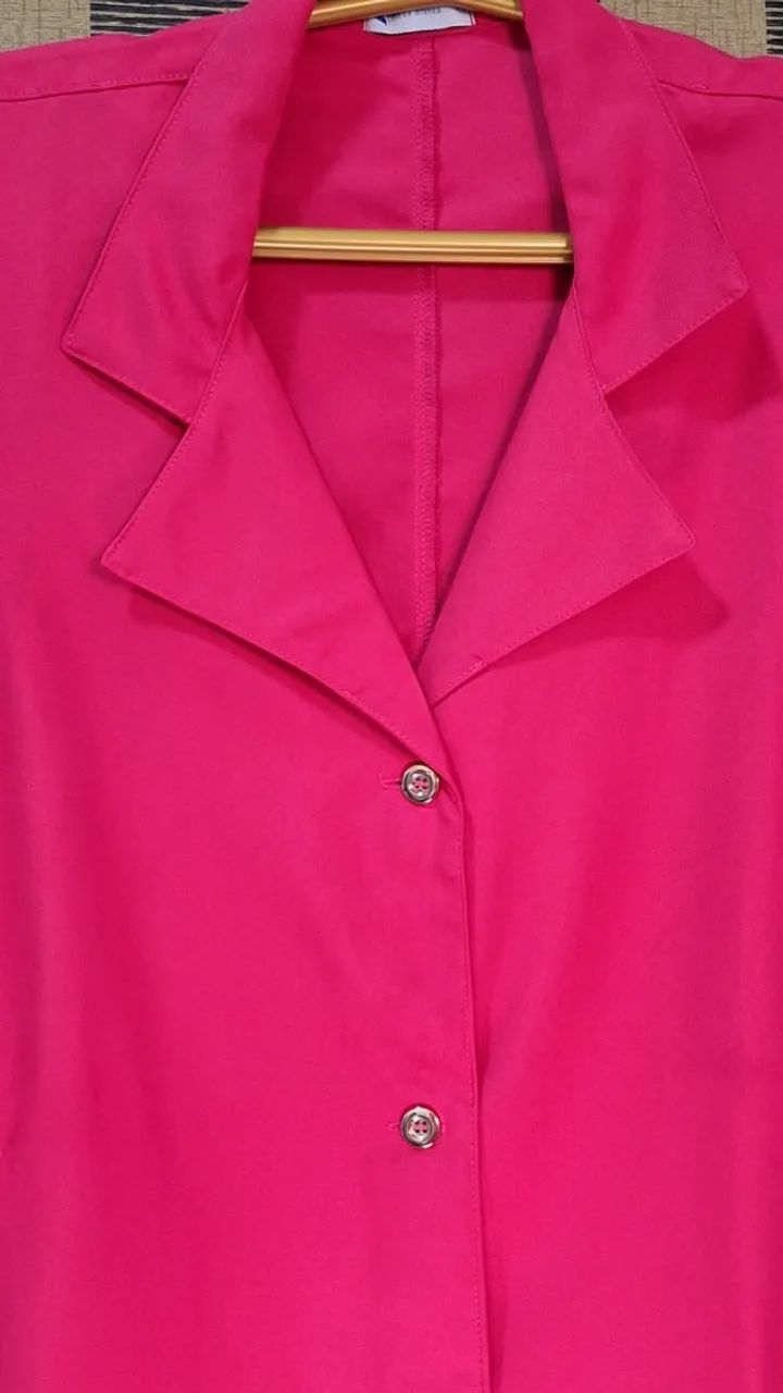 Jaleco Manga Cavada Estética Saúde Enfermagem Hospitalar Pink Tam 38 - Foto 4