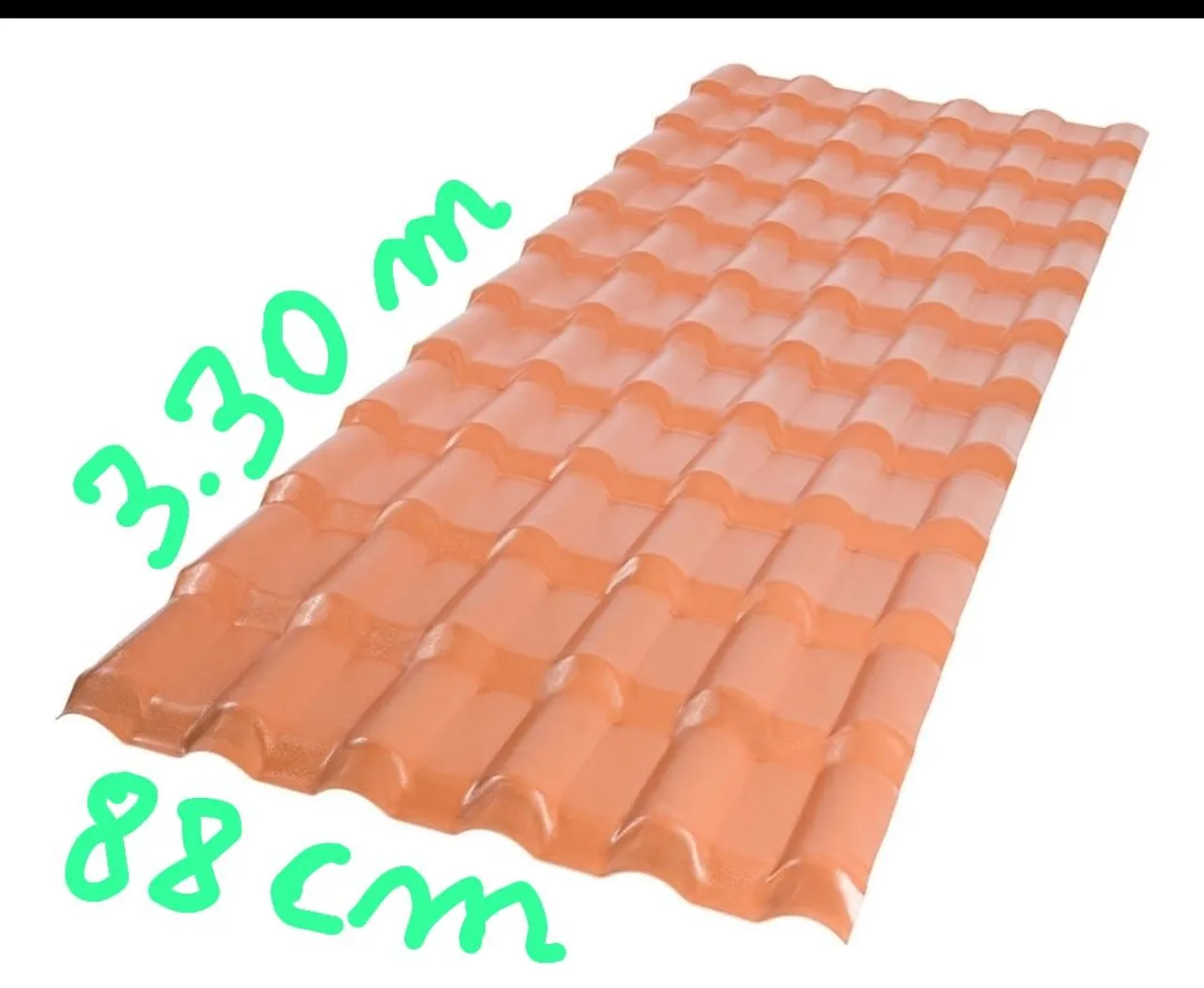 KIT 17 Telhas de policarbonato 3,30m x 88cm