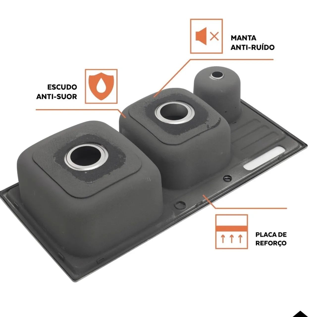 Cuba Dupla Gourmet para Cozinha com Acessórios e Lixeira Aço Inox 201 92x45cm - Foto 6