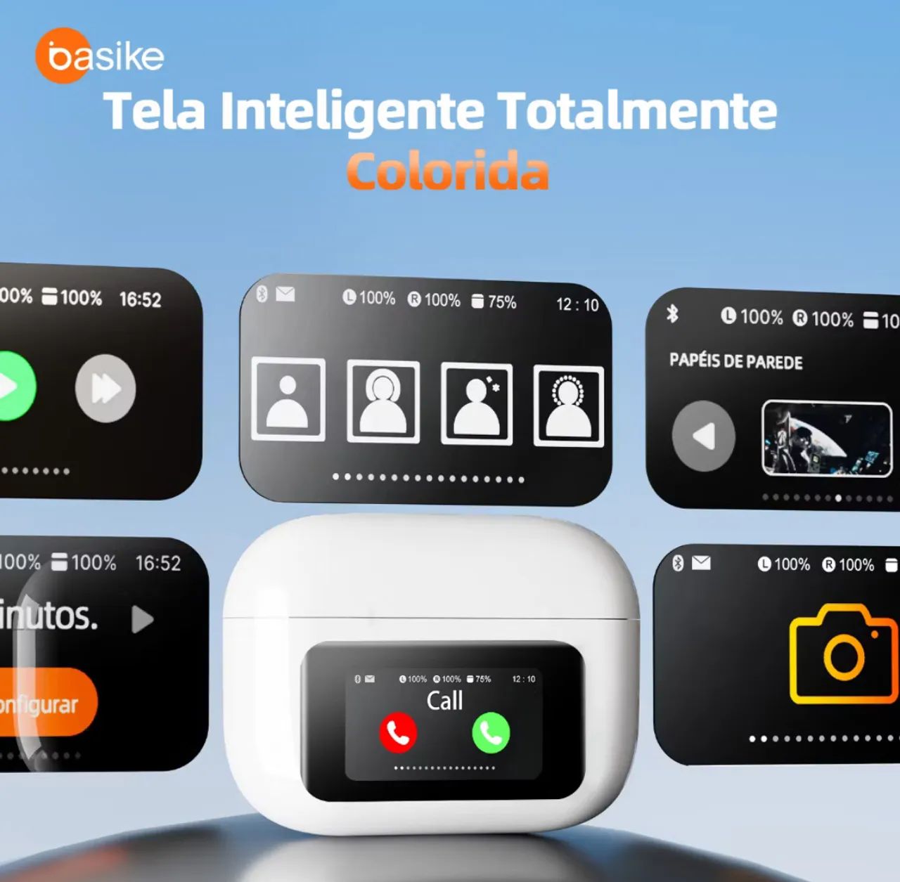 Fone de ouvido basike bluetooth Tela colorida de toque   - Foto 3