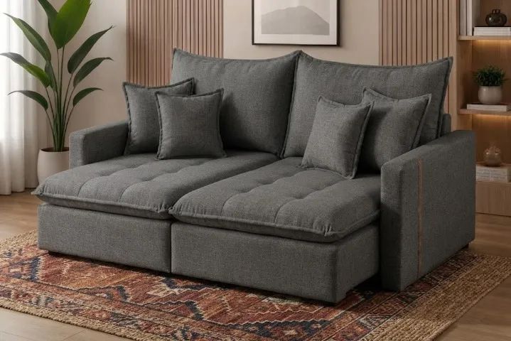 Sofa cama alta qualidade tecido linho