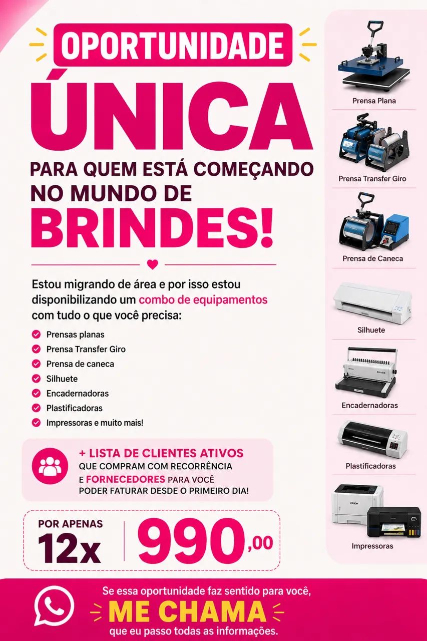 Equipamentos para personalização de brindes