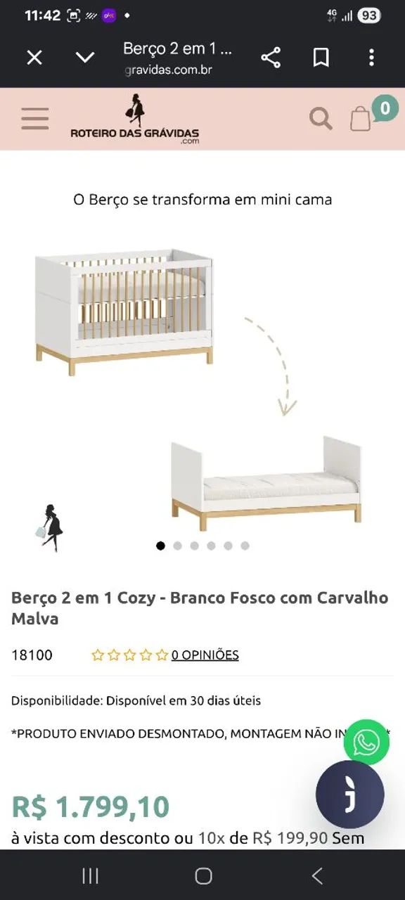BERÇO  E COMODA COZY - Foto 4