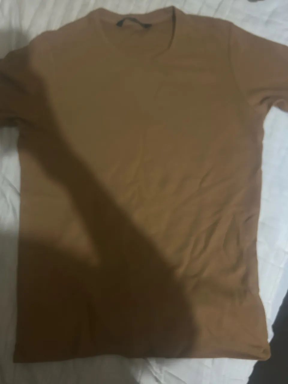 camiseta manga curta, marrom caramelo. em algodão peruano. - Foto 2