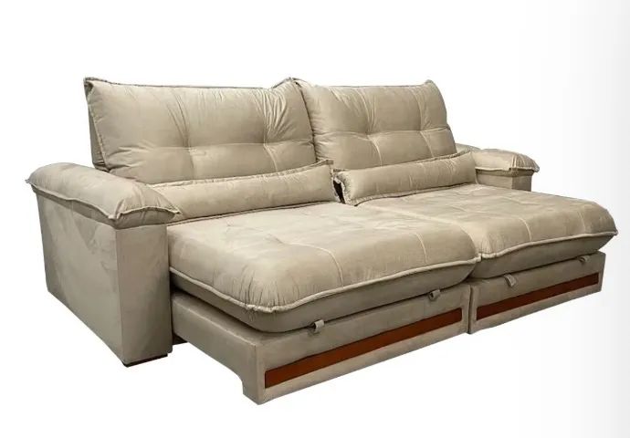 Sofá Imperial Comfort 250cm 4 Lugares Retrátil e Reclinável em Veludo - Foto 3