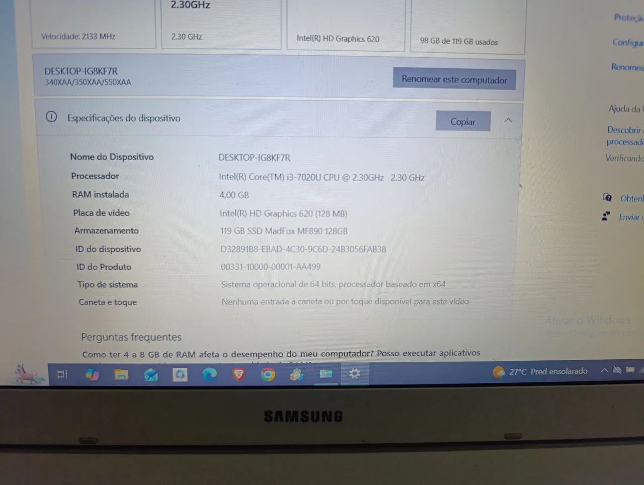 Notebook Samsung 