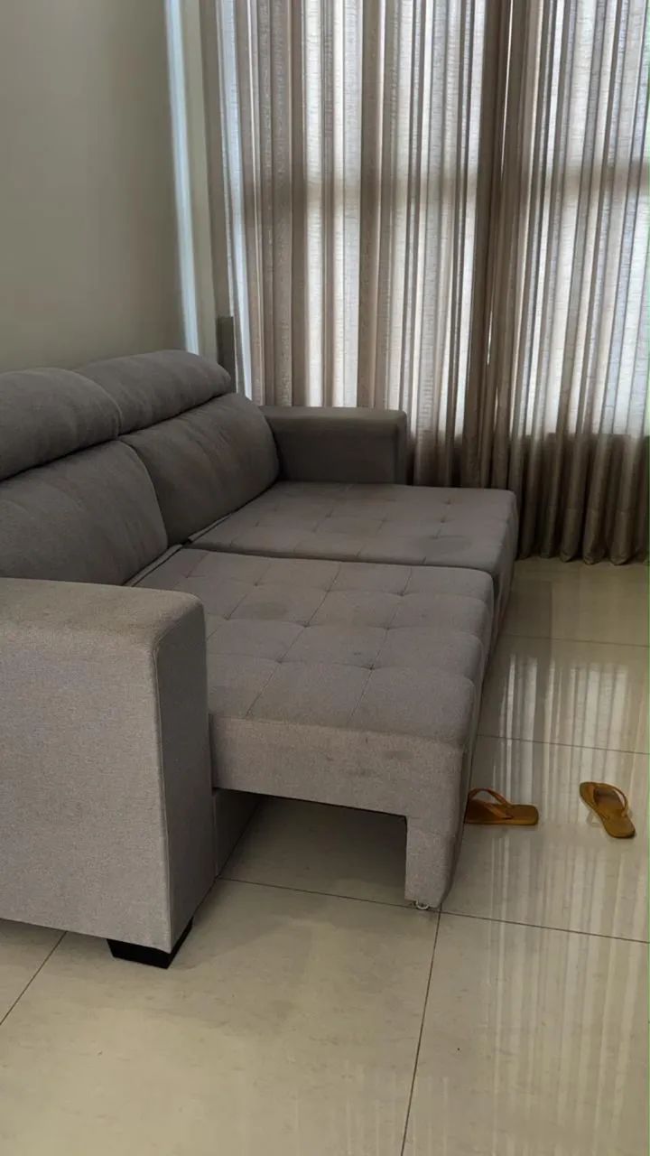 Sofá Cinza de Linho, 2,70 m, Novíssimo - Foto 4