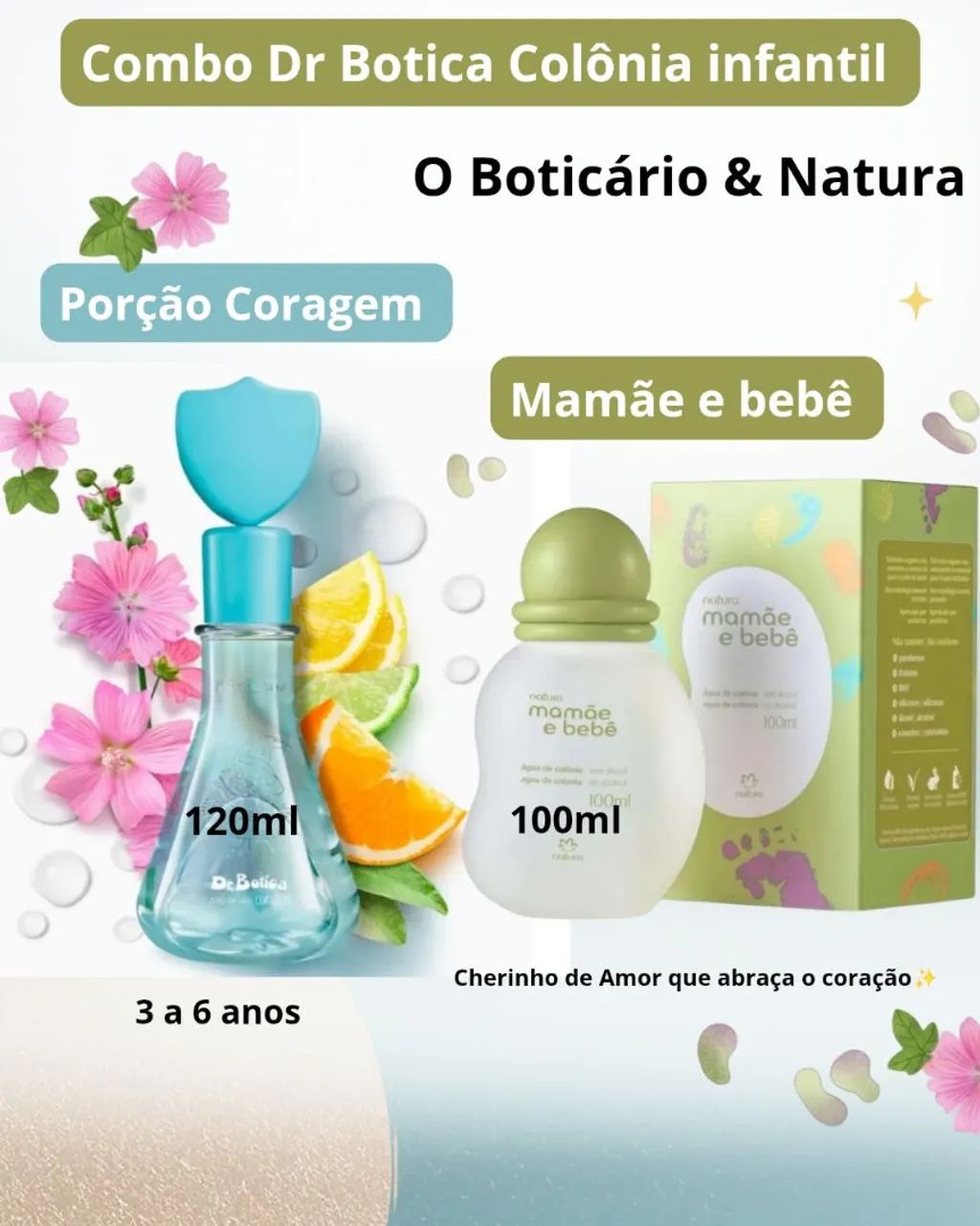 Combo Dr Botica Colônia infantil + Água de Colônia mamãe e bebê 