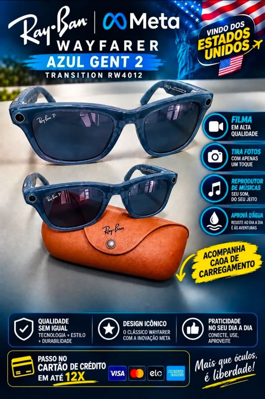 Oculos Ray Ban Meta Gen2 Azul