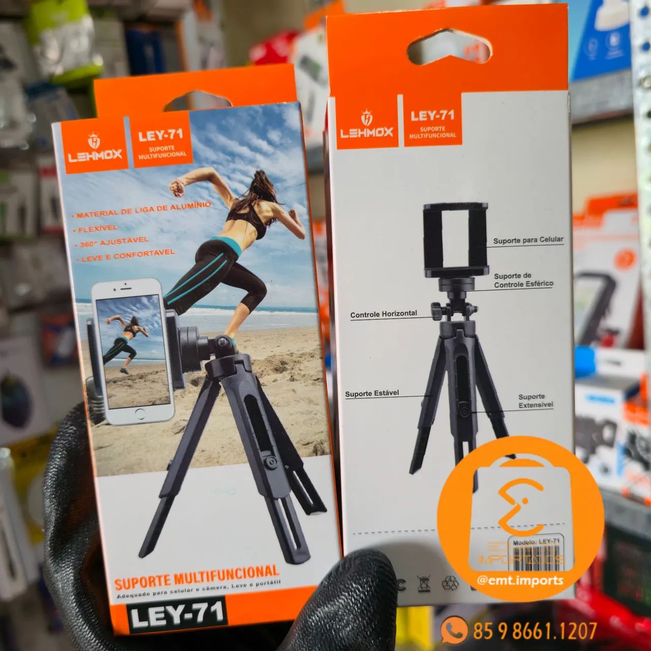 Suporte Tripé de Mesa Ajustável, Multifuncional para Celular