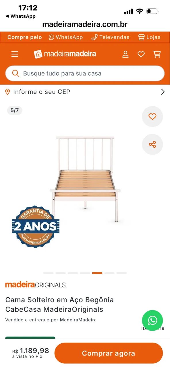 Cama solteiro de aço - Foto 4