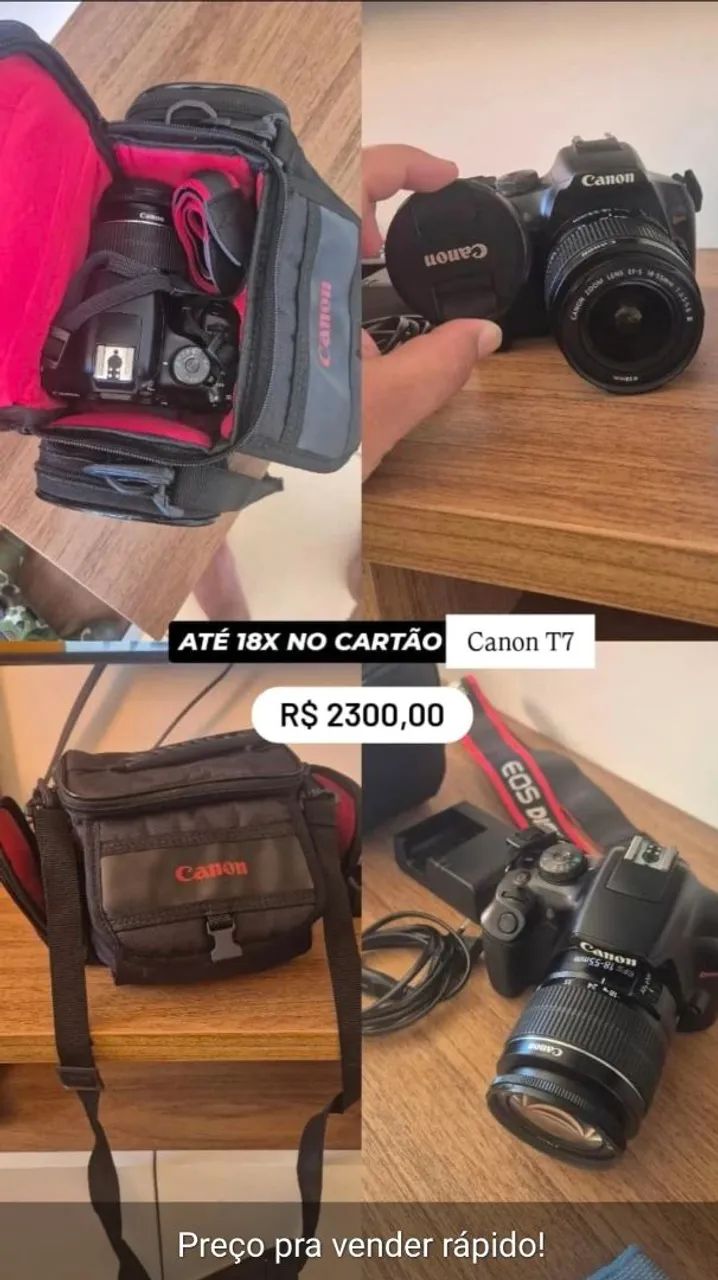 Câmera profissional CanonT7