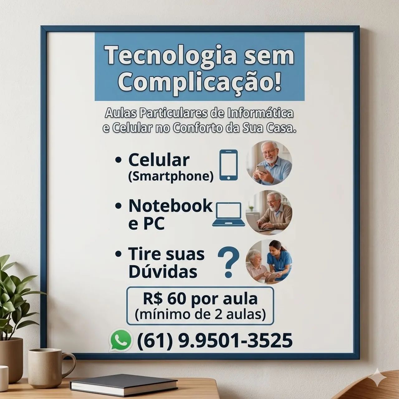 Aulas de informática para idosos, crianças e adultos.
