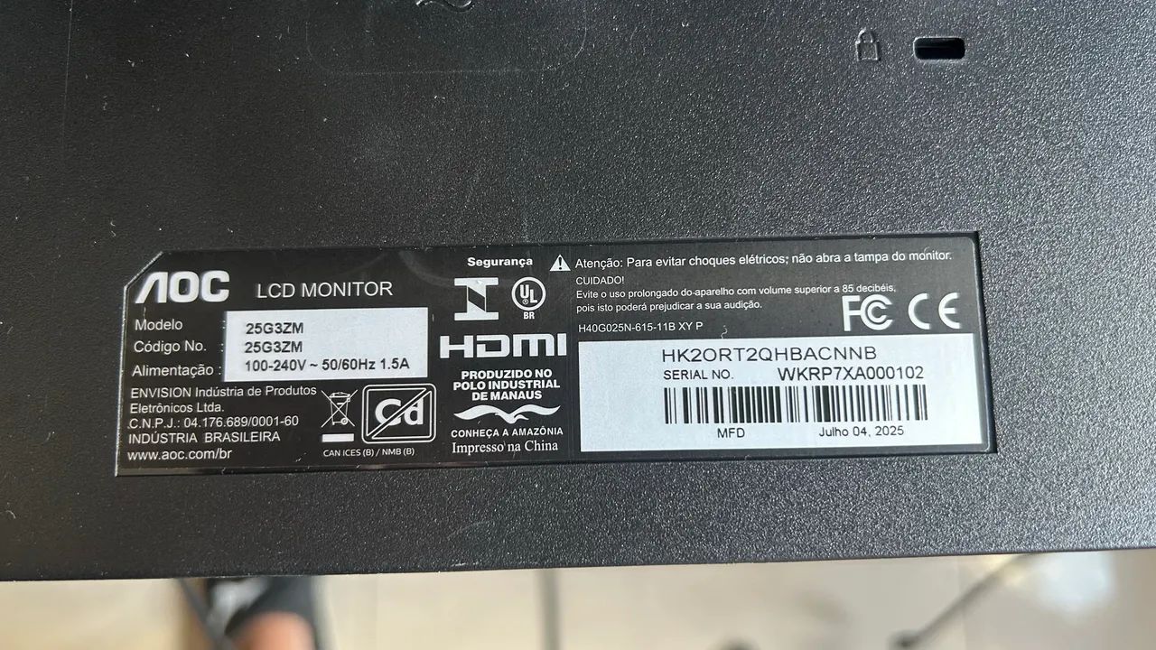 MONITOR AOC DESTINY 240hz COM DEFEITO - Foto 2