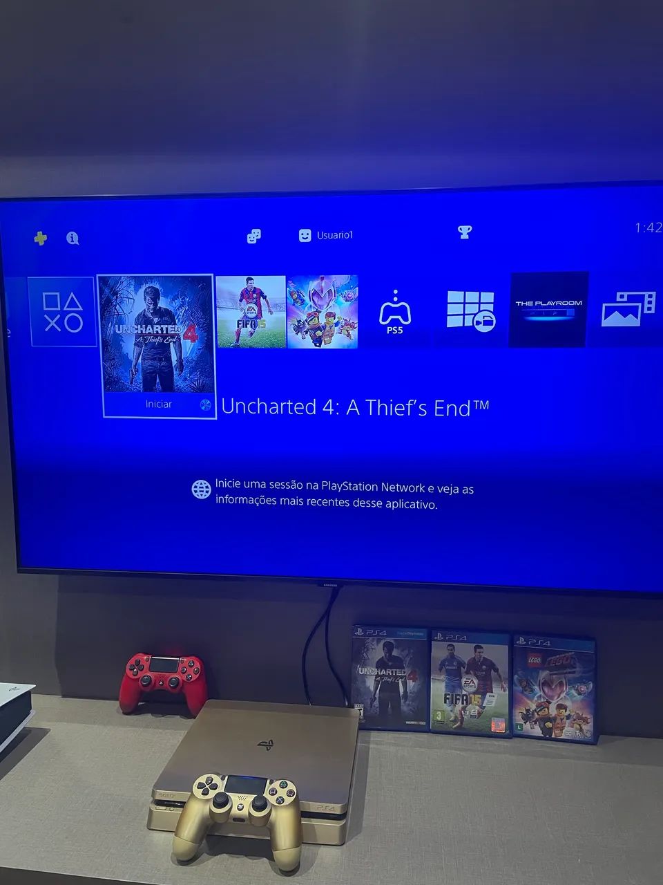 PS4 Slim 1tb dourado gold completo na caixa - Foto 3