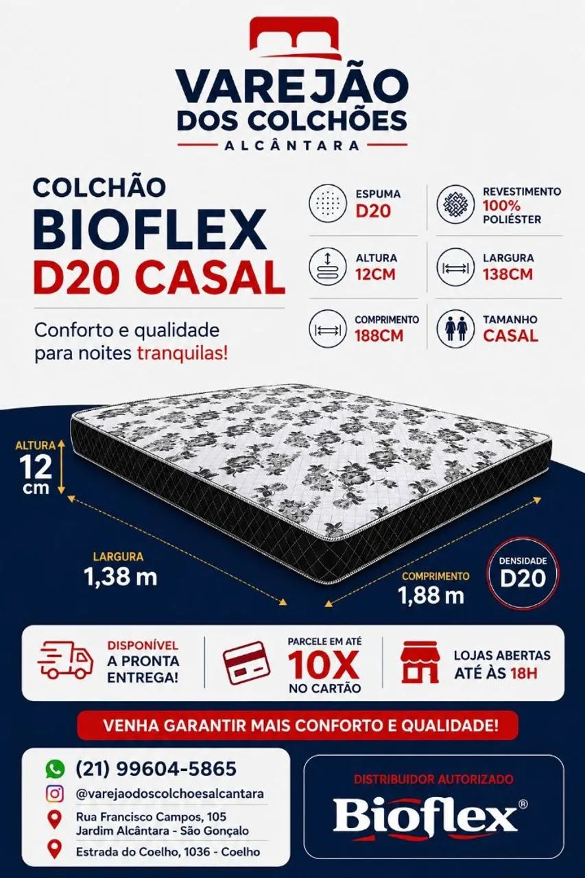 D20 casal 12cm bioflex. Ótimo para cama box *