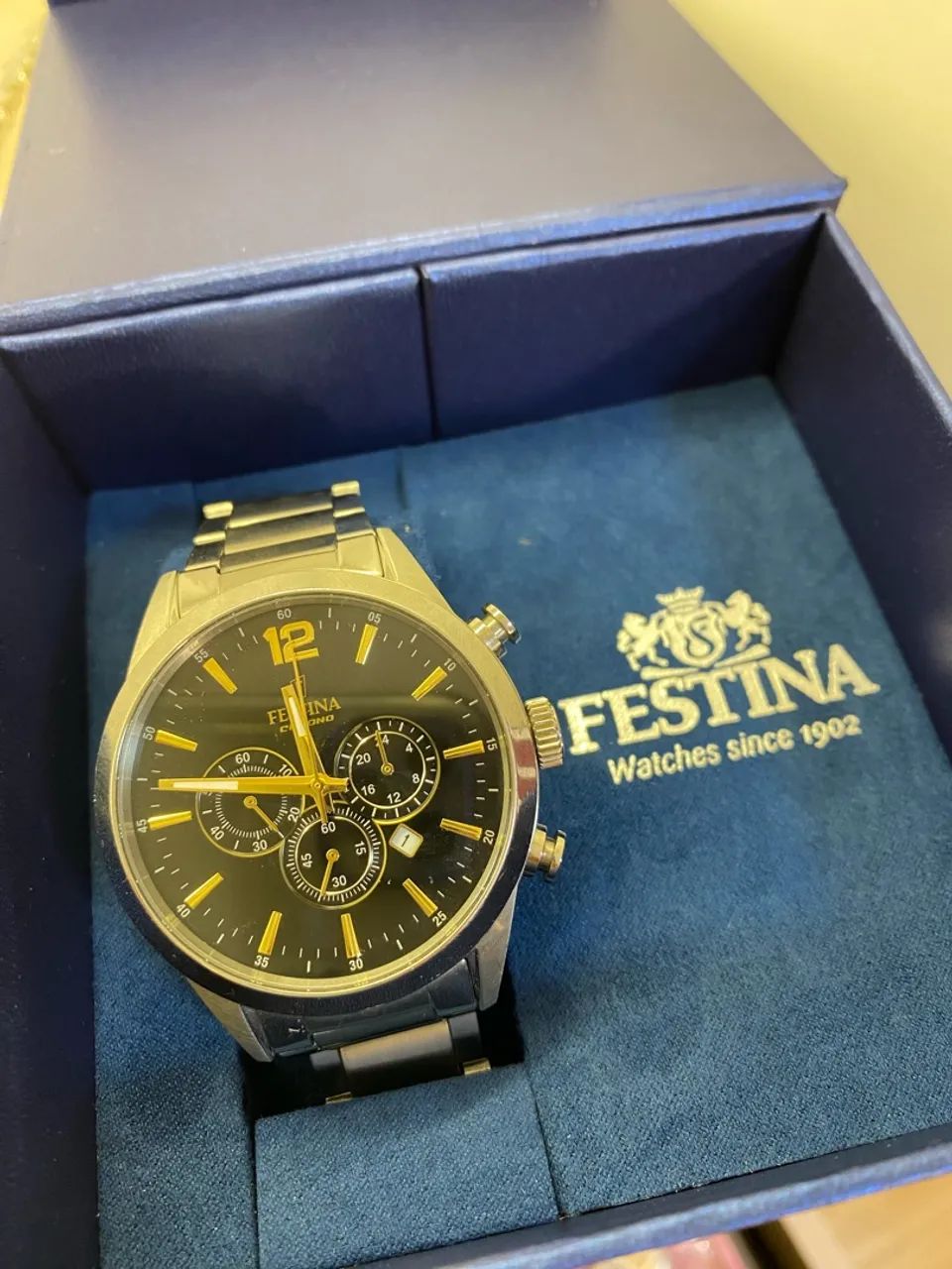 Relógio Festina Original Cronógrafo Aço Inox Completo com Caixa - Foto 2