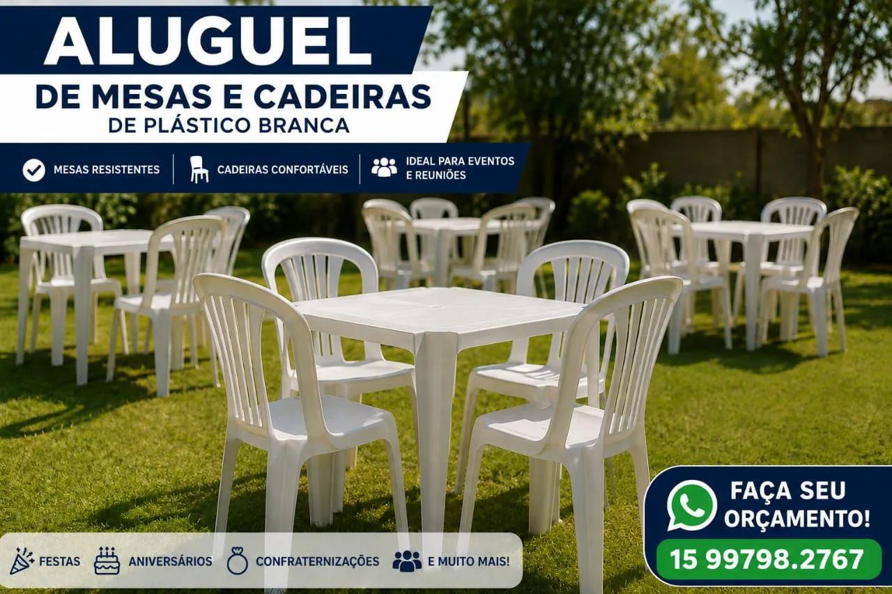 Aluguel de mesa e cadeiras 