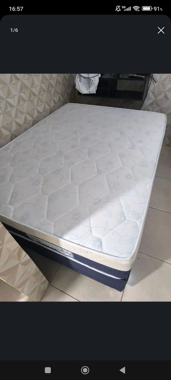 Vendo cama box de casal nova com molas ensacadas colchão e a base - Foto 4