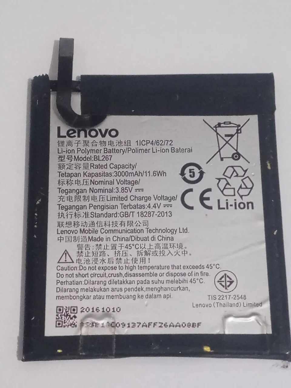 Bateria Lenovo Bl267 para celular vibe k6 normal original 