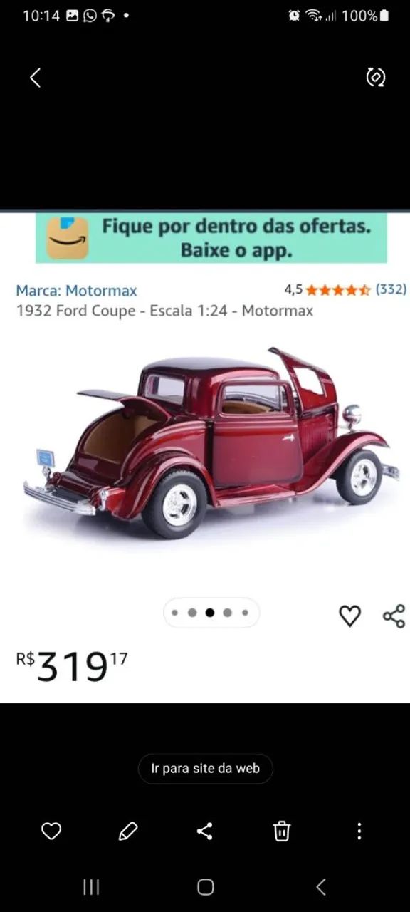 Carrinhos em metal escala 1:24