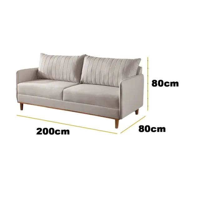 Sofá Living Persa em Veludo 3 Lugares com Almofadas Soltas 200cm House Decor - Foto 2
