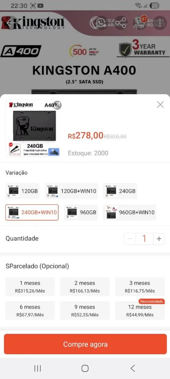 Ssd 240 gigas 