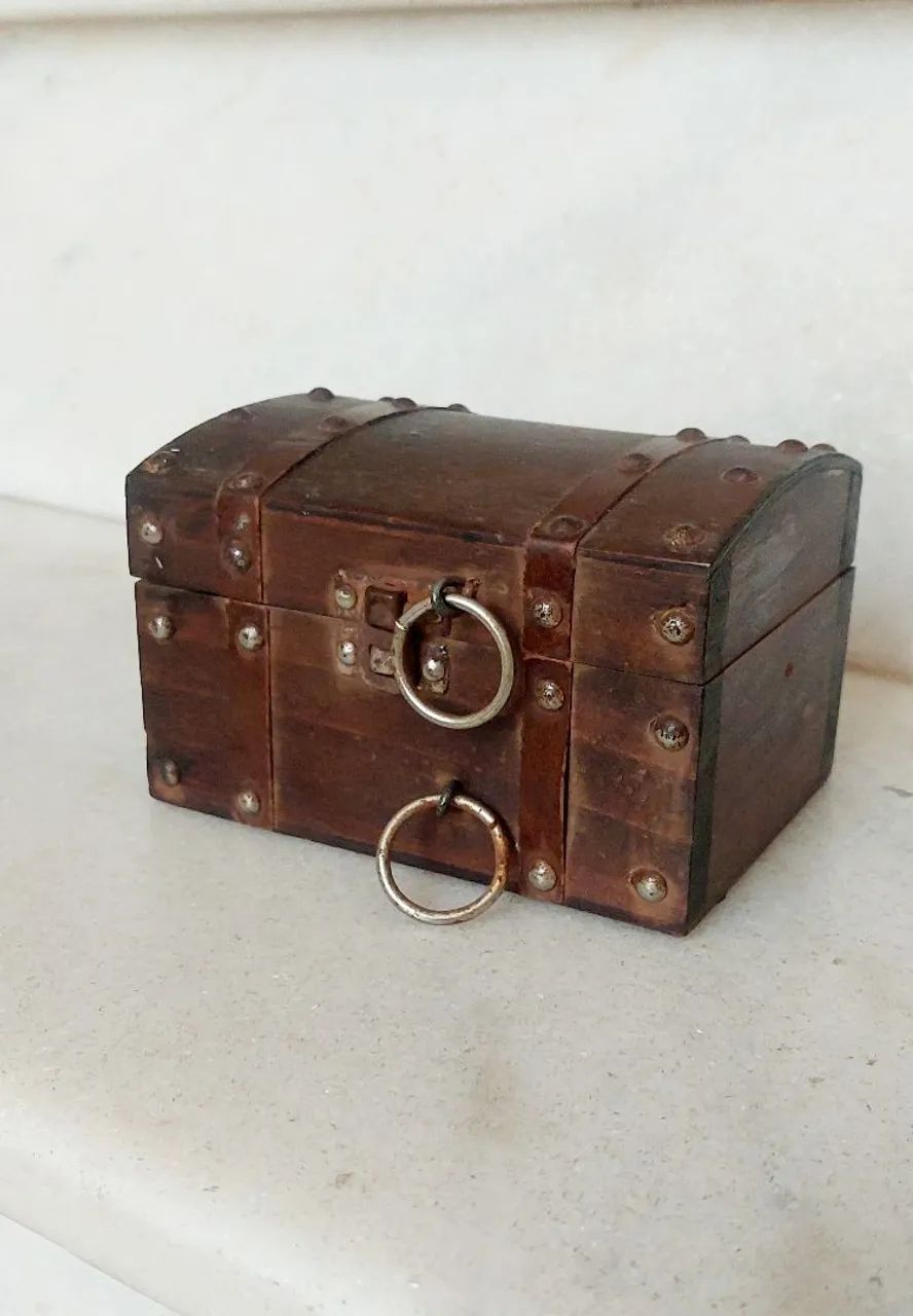 Antigo Mini Baú Pirata Madeira