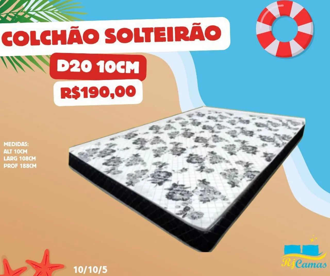 Colchão solteirão D20 10cm de espuma 