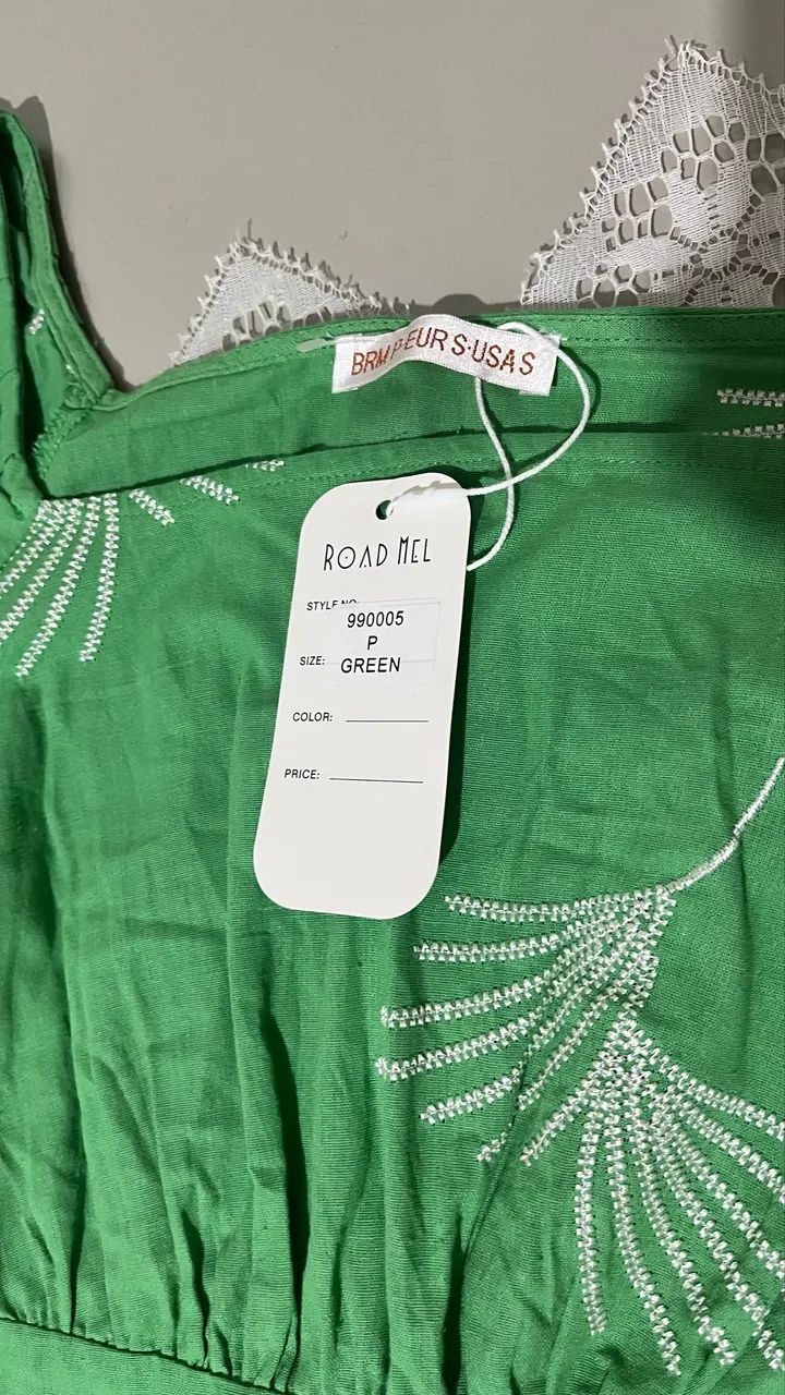 Vestido de algodão verde bordado  - Foto 3