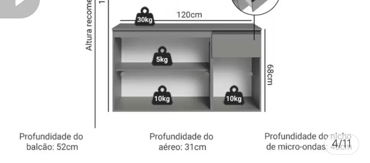 Balcão Madesa cinza - Foto 3