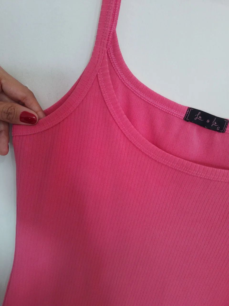 Vestido midi rosa malha canelada - Foto 2