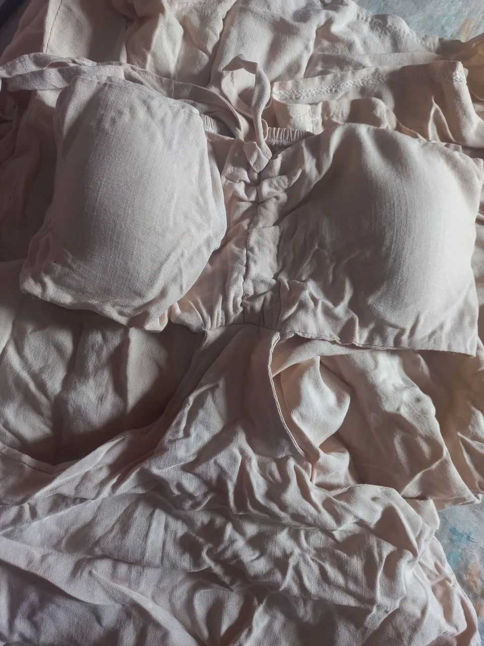 Vestido longo/ Branco/ Nude - Foto 3