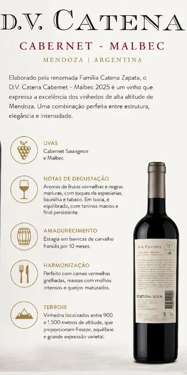 Vinho DV Catena Zapata Cabernet Malbec  - Foto 2