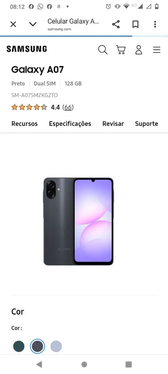 Samsung A07 preto novo