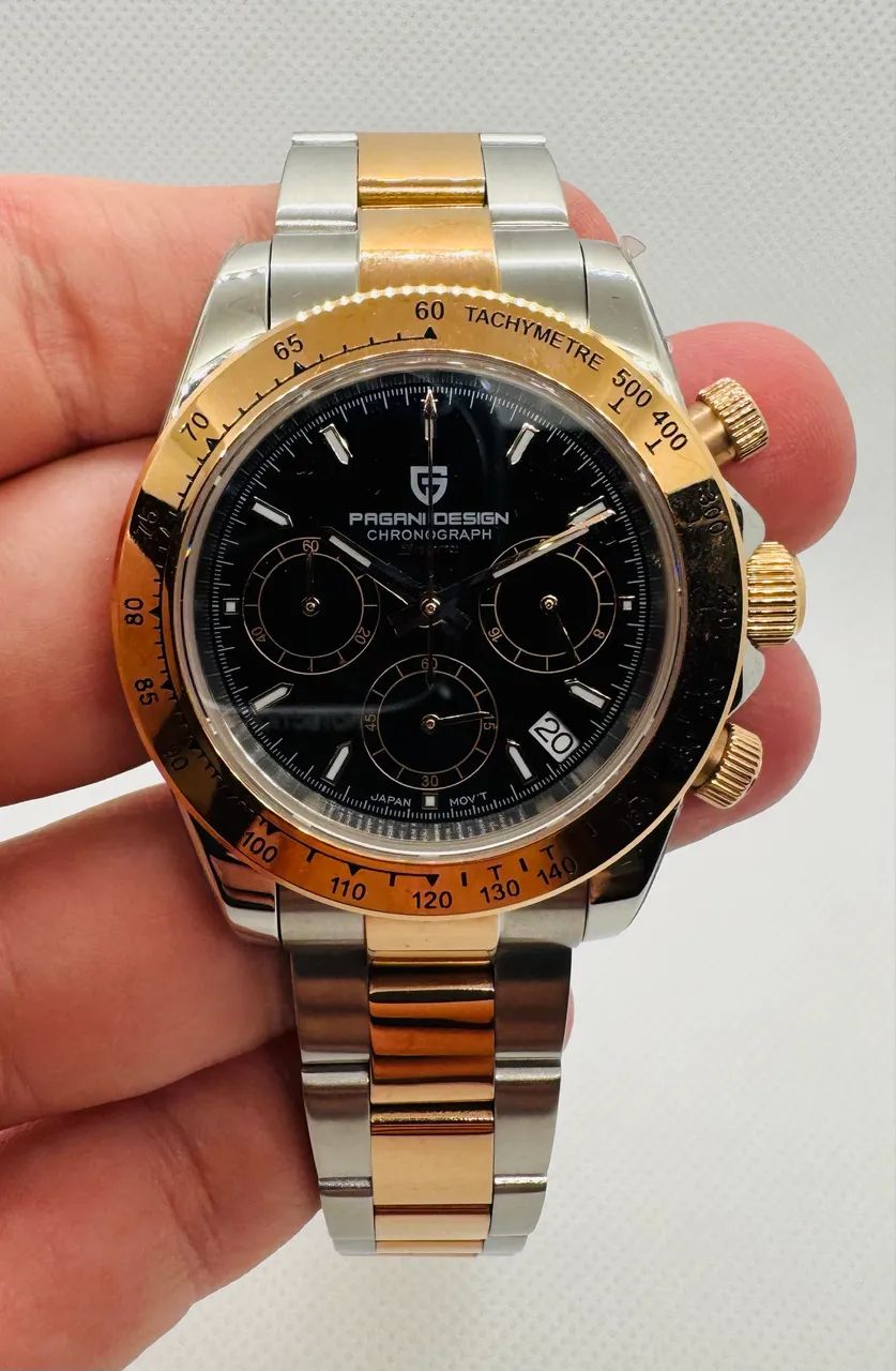 Relógio Pagani Design Daytona Preto e Dourado  - Foto 3