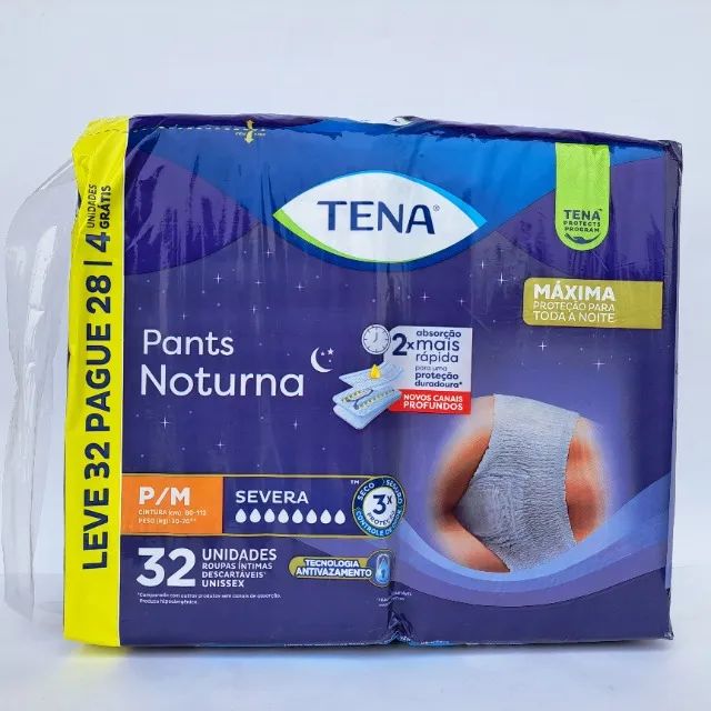 TENA Pants Noturna P/M - Pacote com 32 unidades